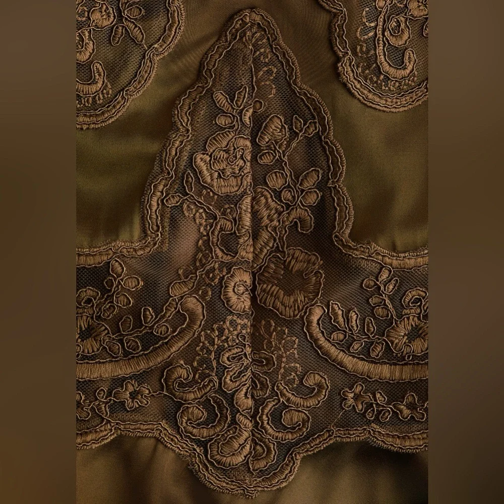 H&M lace detail Camisole Top satin dark brown size small NWT - Picture 7 of 9